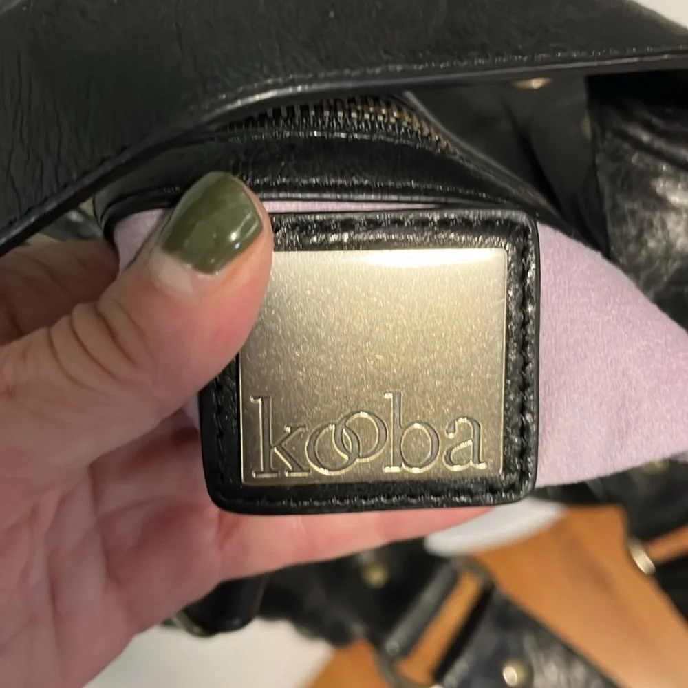 Kooba Jillian Black Leather Studded Hobo Shoulder Bag - Picture 7 of 9